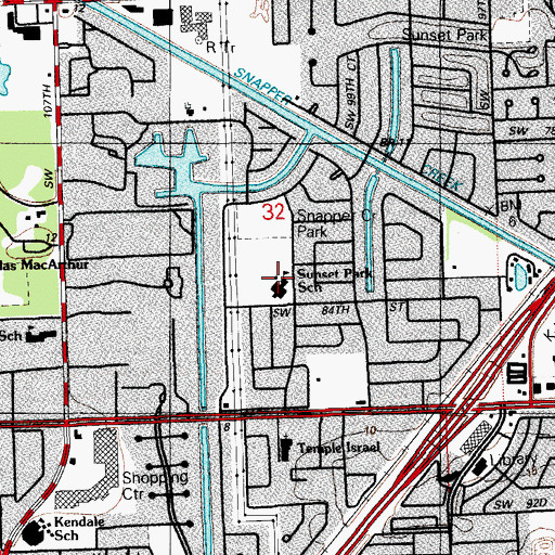 Topographic Map of Sunset Park Elementary School, FL