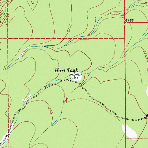 Topographic Map of Hart Tank, AZ