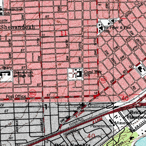 Topographic Map of Coral Way K - 8 Center, FL