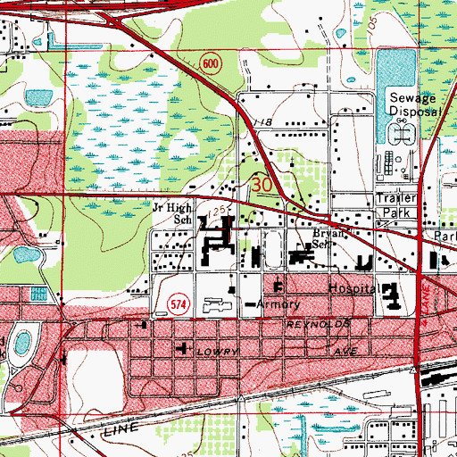 Topographic Map of Tomlin Middle School, FL