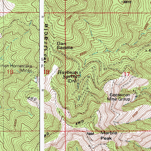 Topographic Map of Hartman Spring, AZ