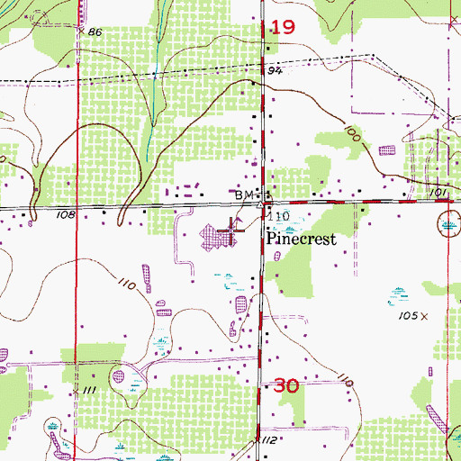 Topographic Map of Pinecrest Elementary School, FL