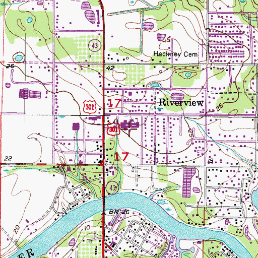 Topographic Map of Riverview Elementary School, FL