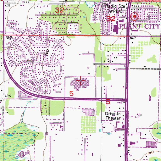Topographic Map of Plant City High School, FL