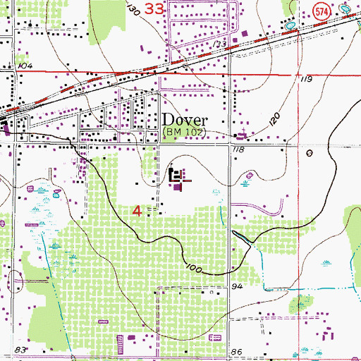 Topographic Map of Dover Elementary School, FL