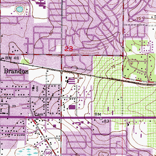Topographic Map of Yates Elementary School, FL