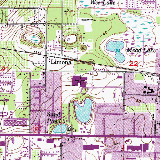 Topographic Map of Brandon High School, FL