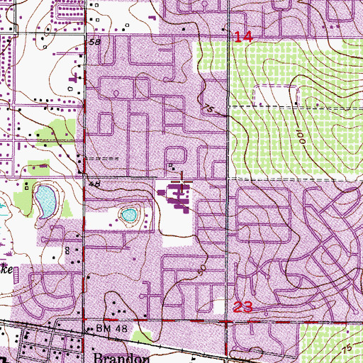 Topographic Map of Mann Middle School, FL