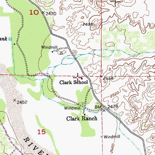 Topographic Map of Clark School, AZ
