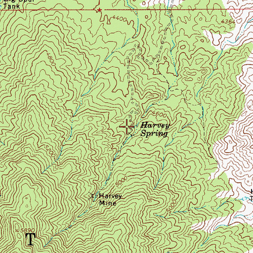 Topographic Map of Harvey Spring, AZ