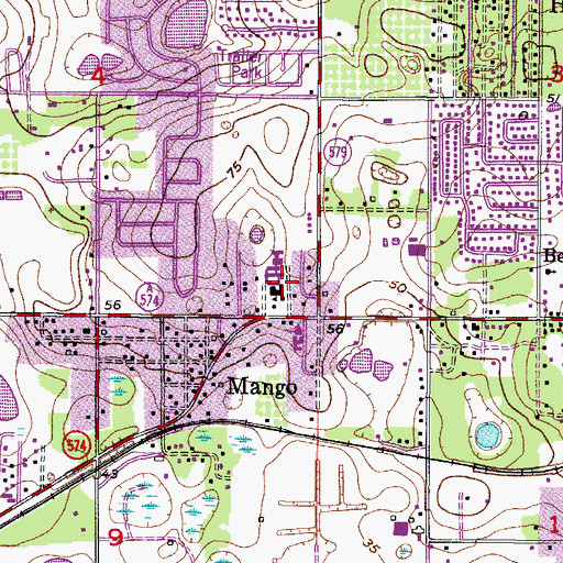 Topographic Map of Mango Elementary School, FL
