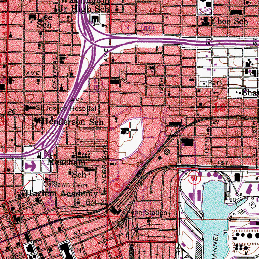 Topographic Map of B T Washington Elementary School, FL