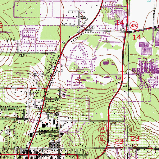 Topographic Map of Hernando High School, FL