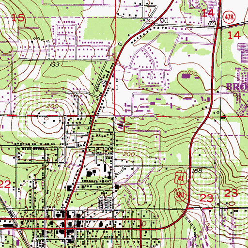 Topographic Map of Brooksville Primary School, FL