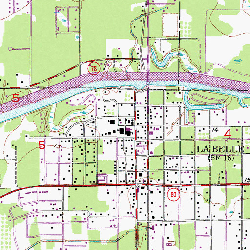 Topographic Map of LaBelle Middle School, FL