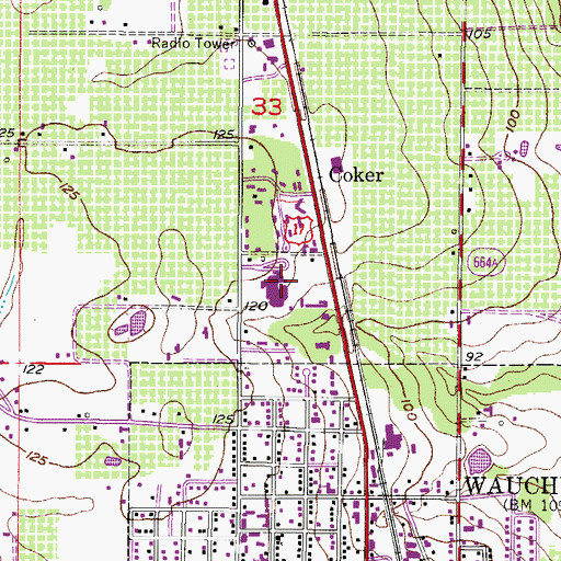 Topographic Map of North Wauchula Elementary School, FL