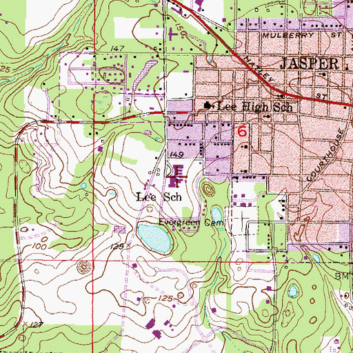 Topographic Map of Hamilton Middle School, FL
