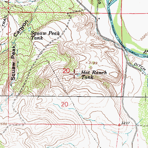 Topographic Map of Hat Ranch Tank, AZ