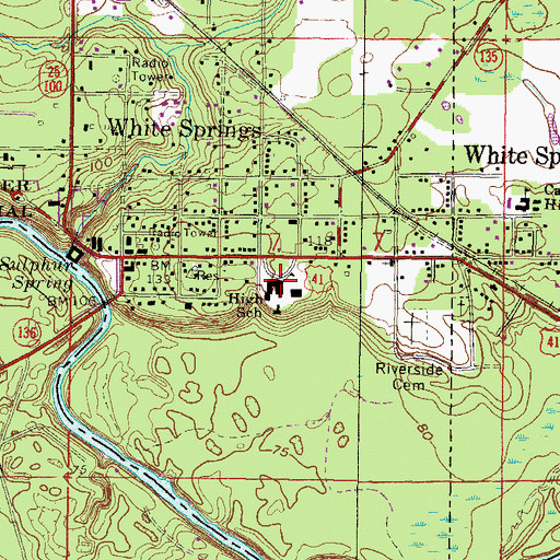 Topographic Map of South Hamilton Elementary School, FL