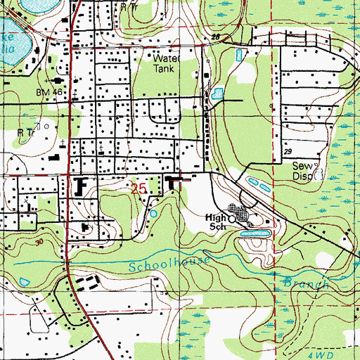 Topographic Map of Wewahitchka Elementary School, FL