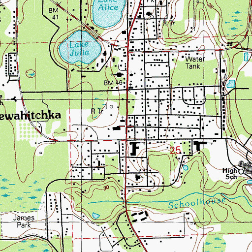 Topographic Map of Wewahitchka Junior-Senior High School, FL