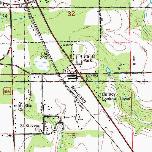 Topographic Map of Gretna Elementary School, FL