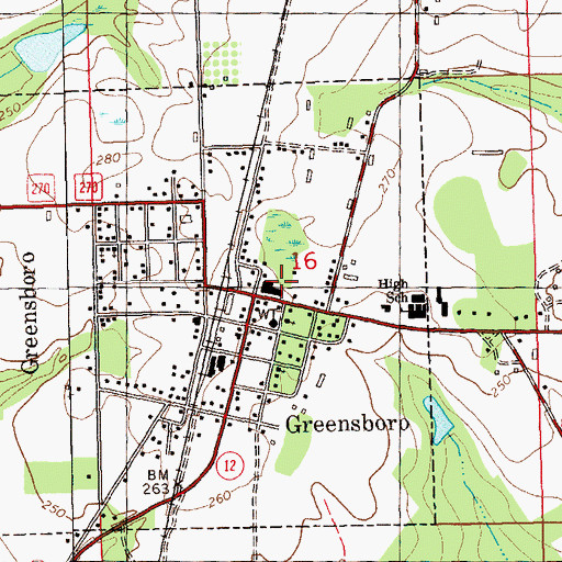 Topographic Map of Greensboro Elementary School, FL