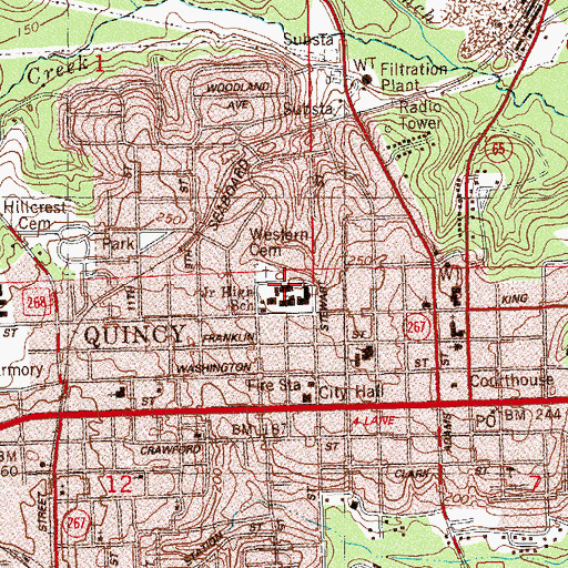 Topographic Map of Quincy Middle School, FL