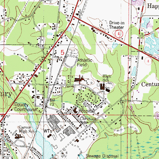 Topographic Map of Century Elementary School, FL