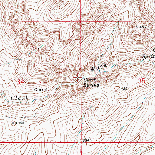Topographic Map of Clark Spring, AZ