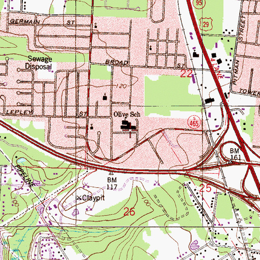 Topographic Map of Lincoln Park Elementary School, FL