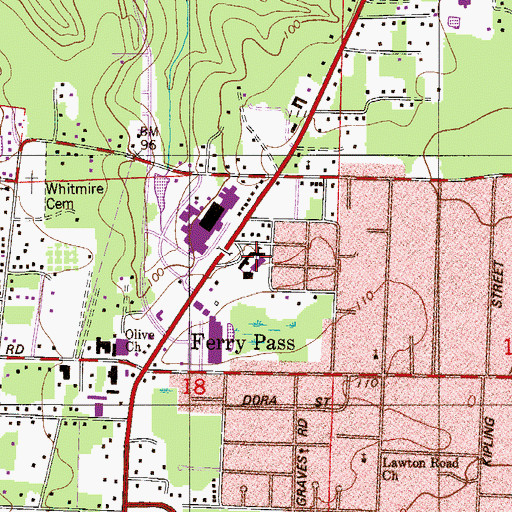 Topographic Map of Ferry Pass Elementary School, FL