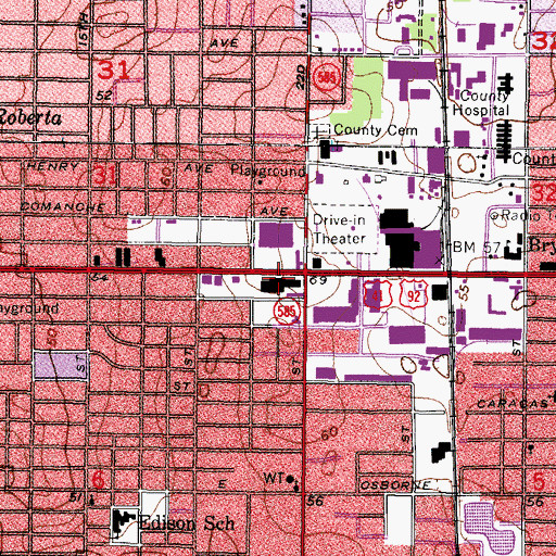 Topographic Map of Erwin Area Vocational Technical Center, FL