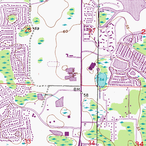 Topographic Map of Gaither High School, FL