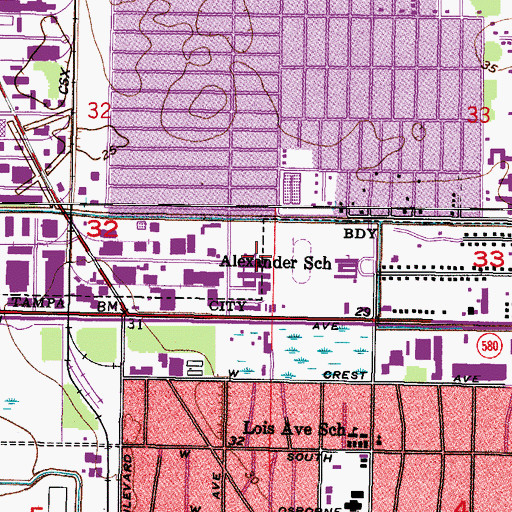Topographic Map of Pierce Middle School, FL