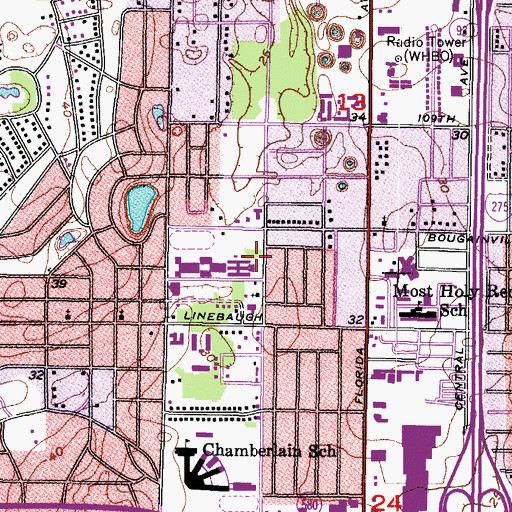 Topographic Map of Forest Hills Elementary School, FL