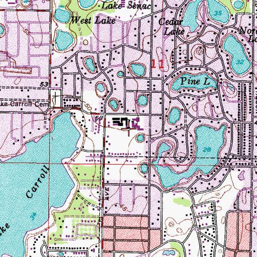 Topographic Map of Lake Magdalene Elementary School, FL