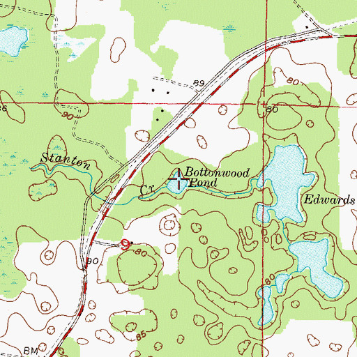 Topographic Map of Bottonwood Pond, FL