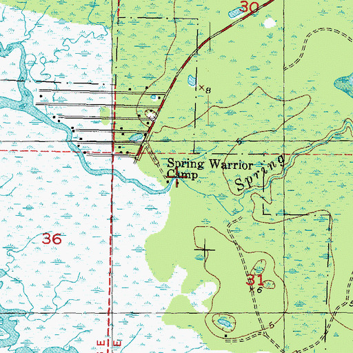 Topographic Map of Spring Warriors, FL