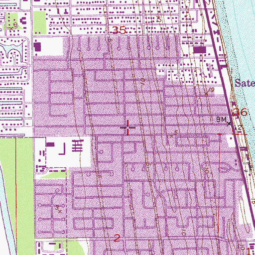 Topographic Map of Satellite Beach Public Library, FL