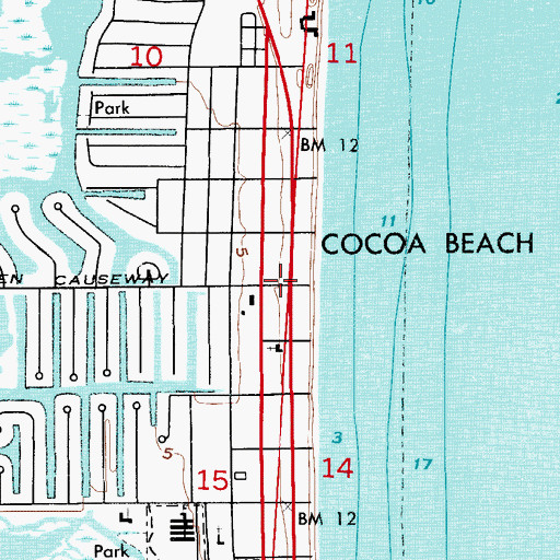 Topographic Map of Cocoa Beach Public Library, FL
