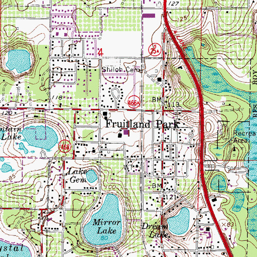 Topographic Map of Fruitland Park Elementary School, FL