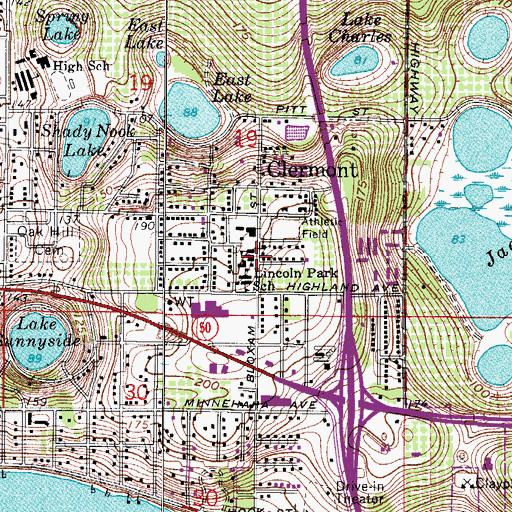 Topographic Map of Clermont Junior High School, FL