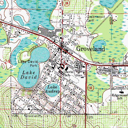 Topographic Map of Groveland High School, FL