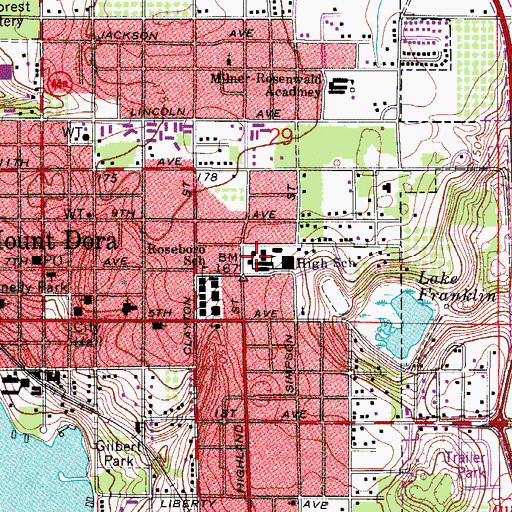Topographic Map of Mount Dora High School, FL