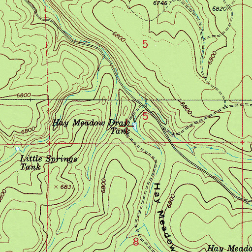 Topographic Map of Hay Meadow Draw Tank, AZ