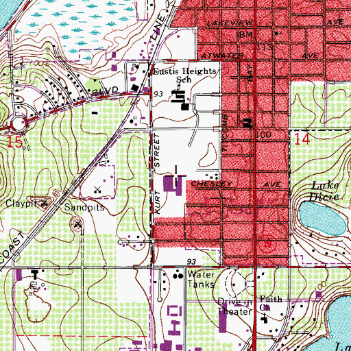 Topographic Map of Lake Technical Center, FL