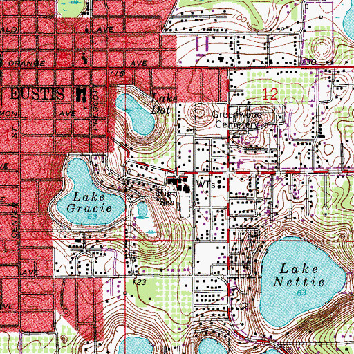 Topographic Map of Eustis High School, FL