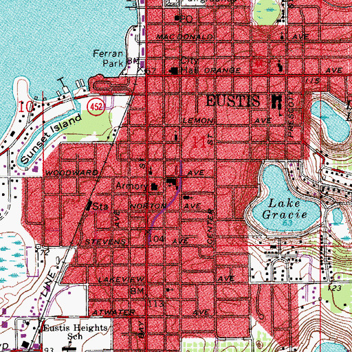 Topographic Map of Lake Hills School, FL