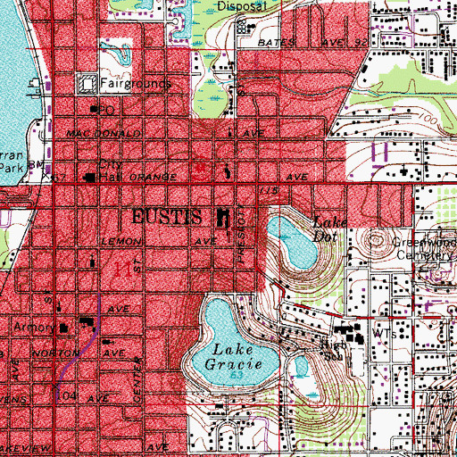 Topographic Map of Eustis Elementary School, FL